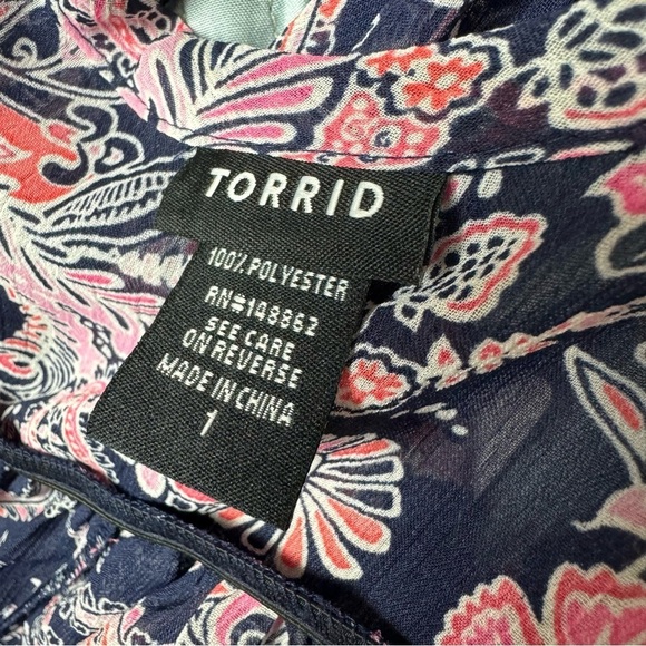 Torrid Navy Pink Sheer Tank Top Size 1 - Picture 4 of 5